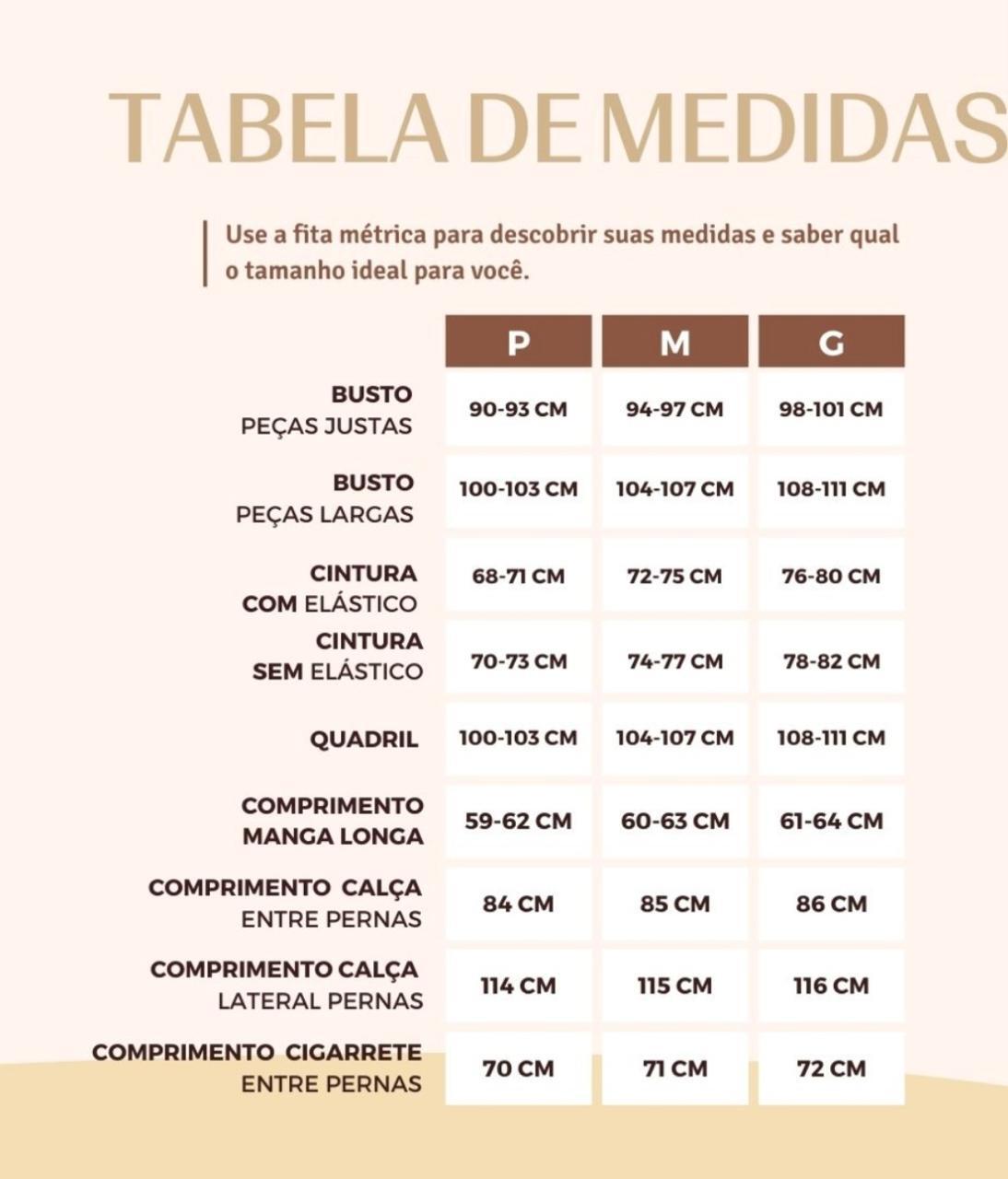 Tabela de Medidas